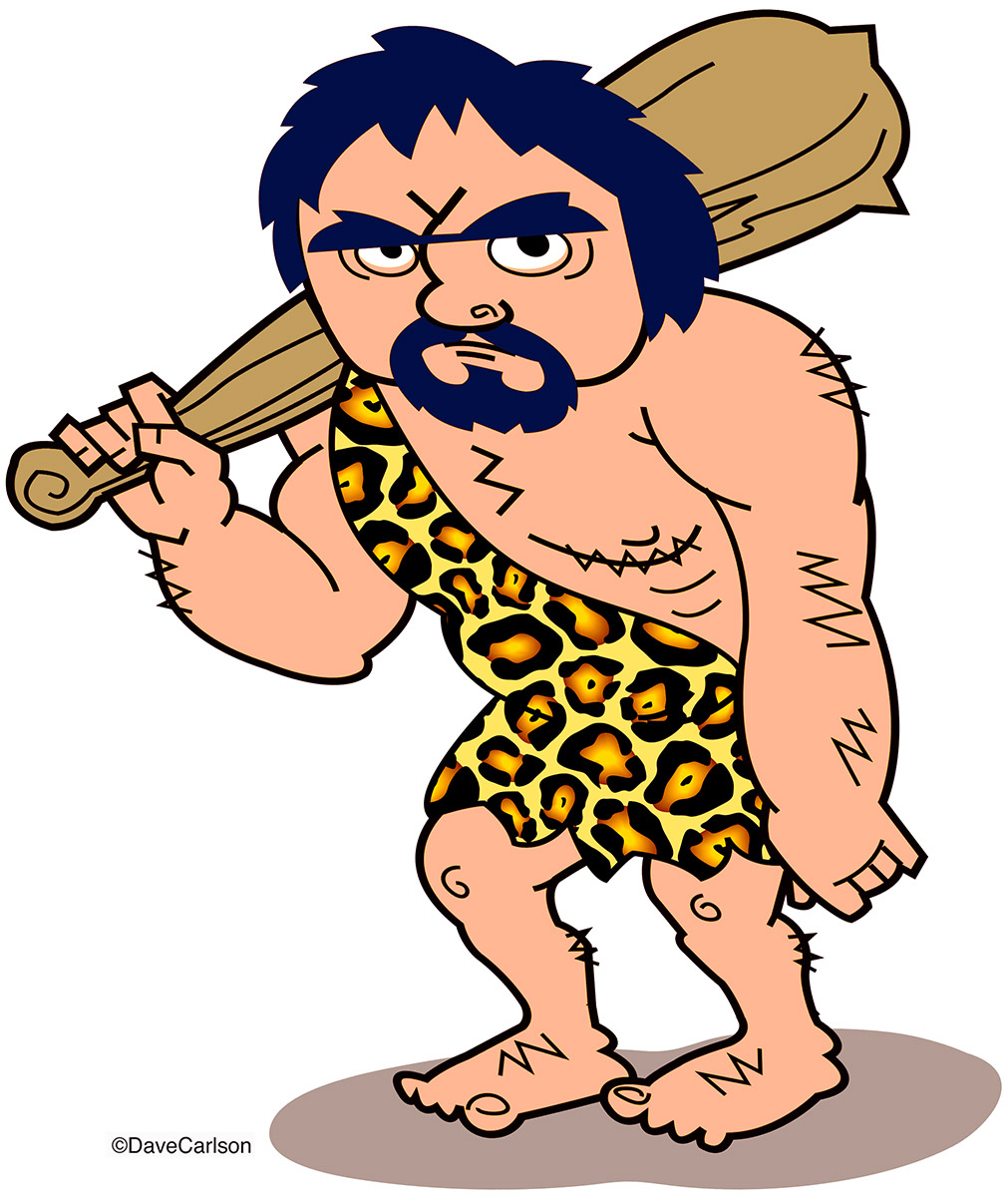 Cartoon of Neanderthal man with club