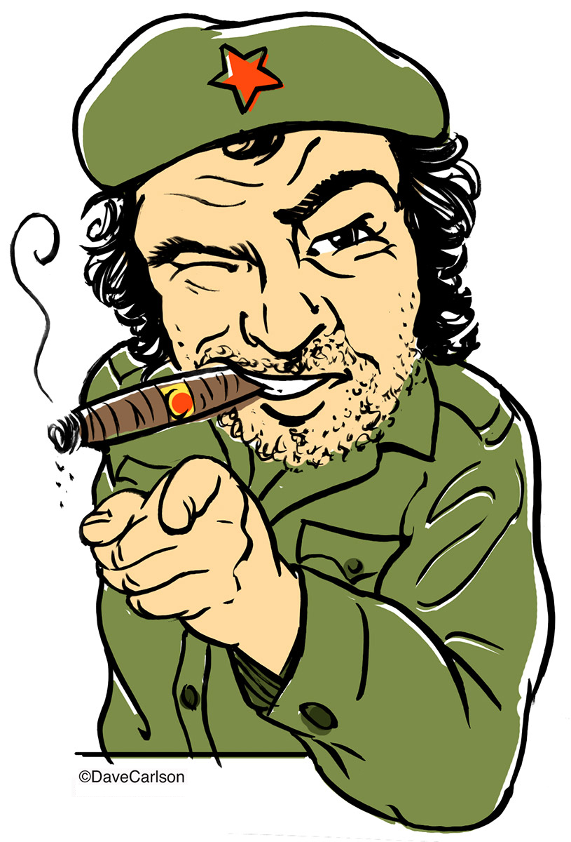 Caricature of Ernesto "Che" Guevara, mid-20th century Latin American physician, Cuban liberator and Marxist revolutionary martyr...