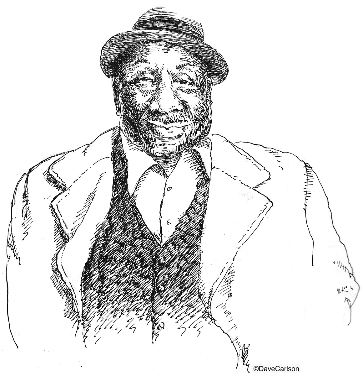 Caricature of McKinley Morganfield, aka Muddy Waters, who grew up on the Stovall Plantation in Clarksdale, Mississippi and ended...