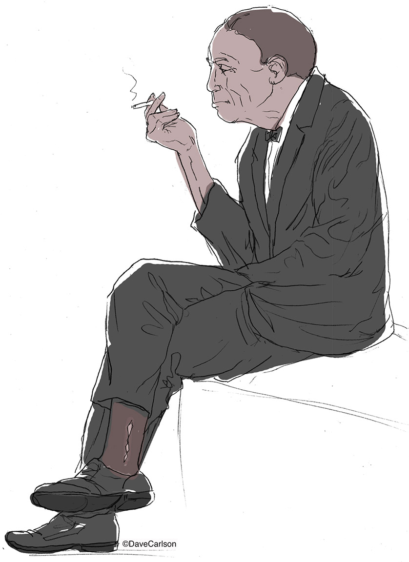 Drawing of Son House, influential early 20th century blues singer, guitarist
